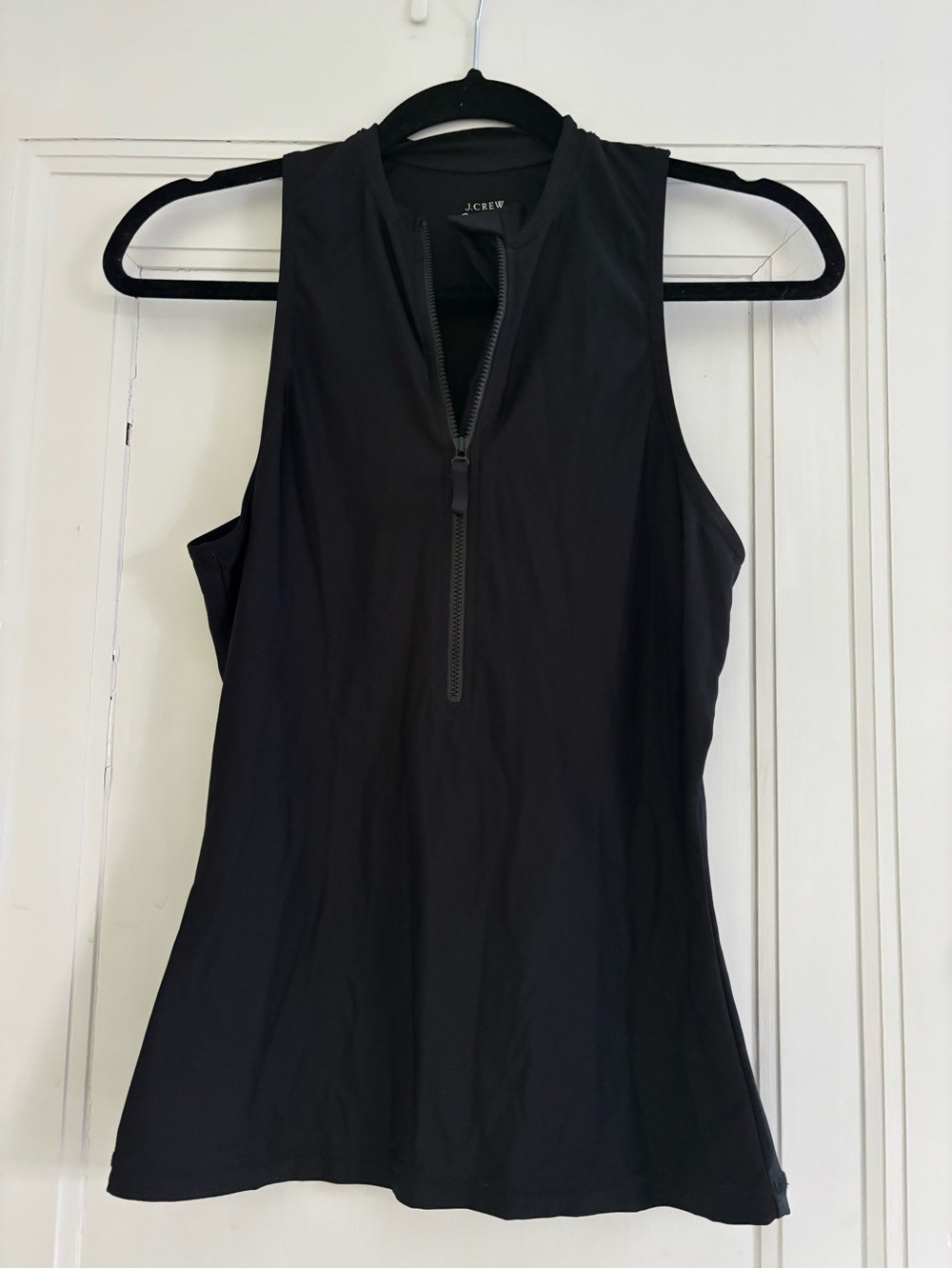 J. Crew Women's Black Sleeveless Zip-Front Rash Guard